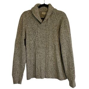 Luca Nobili Mens Grey Wool Blend Cable Knit Shawl Collar Sweater Made in Italy L